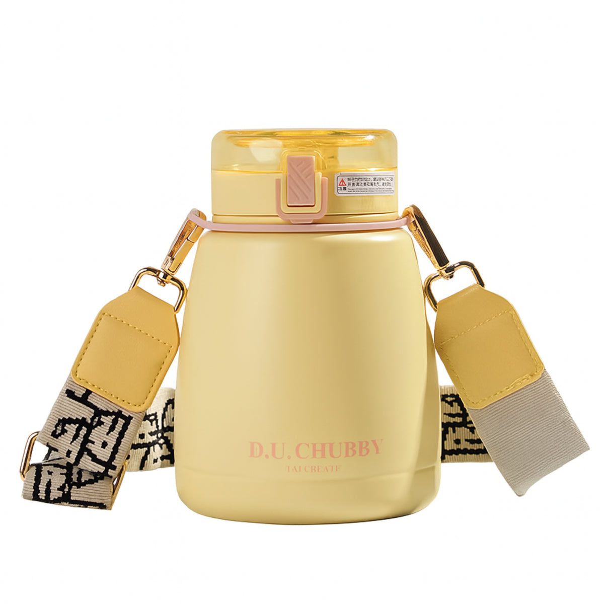 Gourde avec jaune 1 litre avec paille et sangle