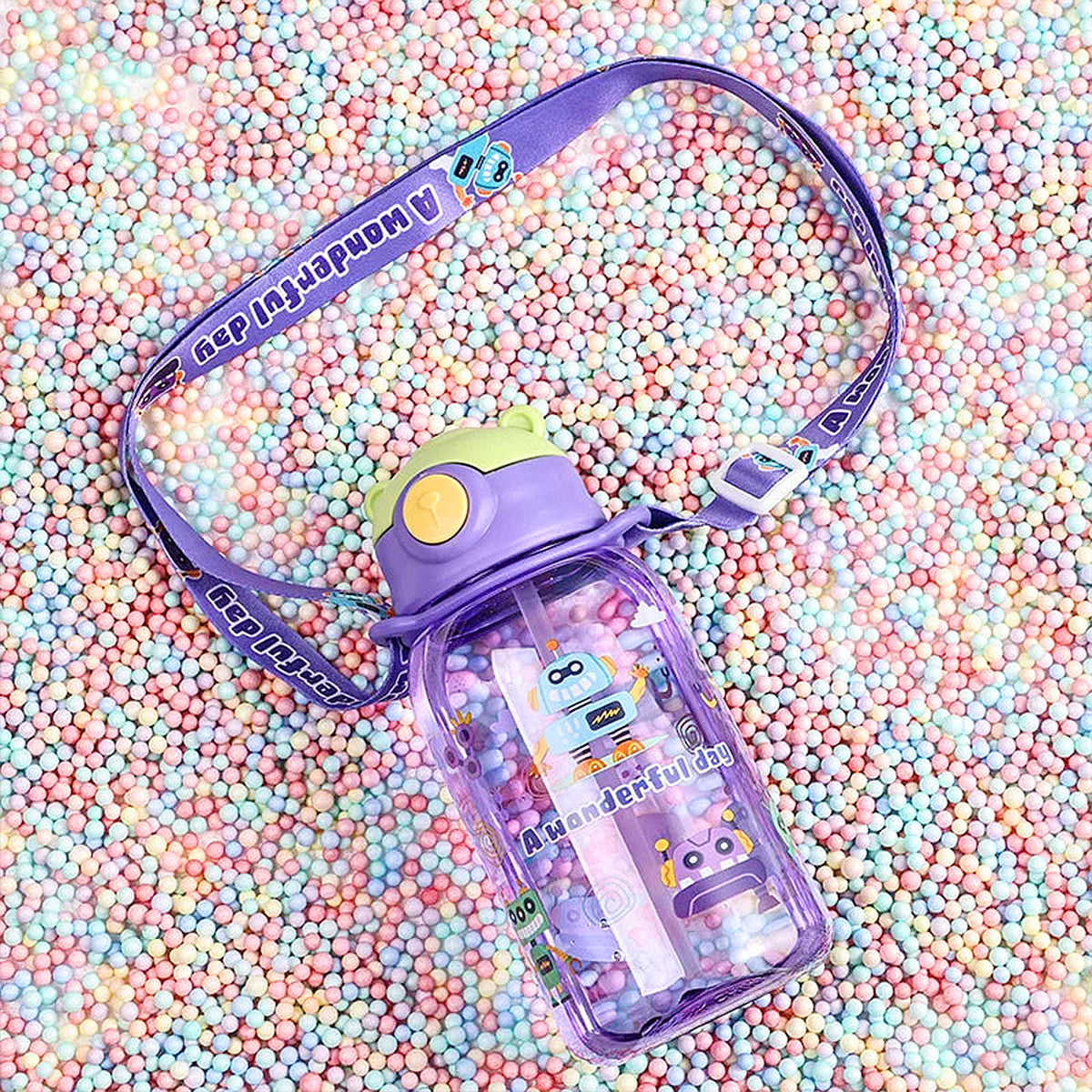 Gourde violette enfant avec sangle