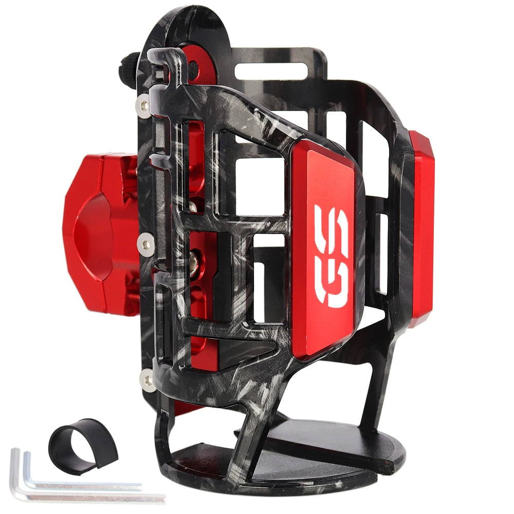 Support rouge de gourde pour moto