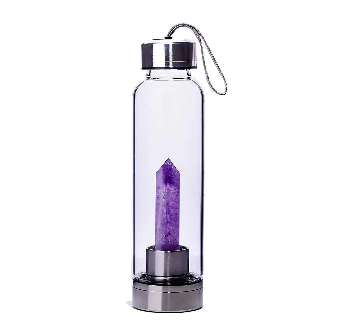 Gourde en verre avec cristaux améthyste