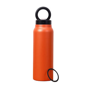 Gourde orange isotherme avec support magnétique pour téléphone