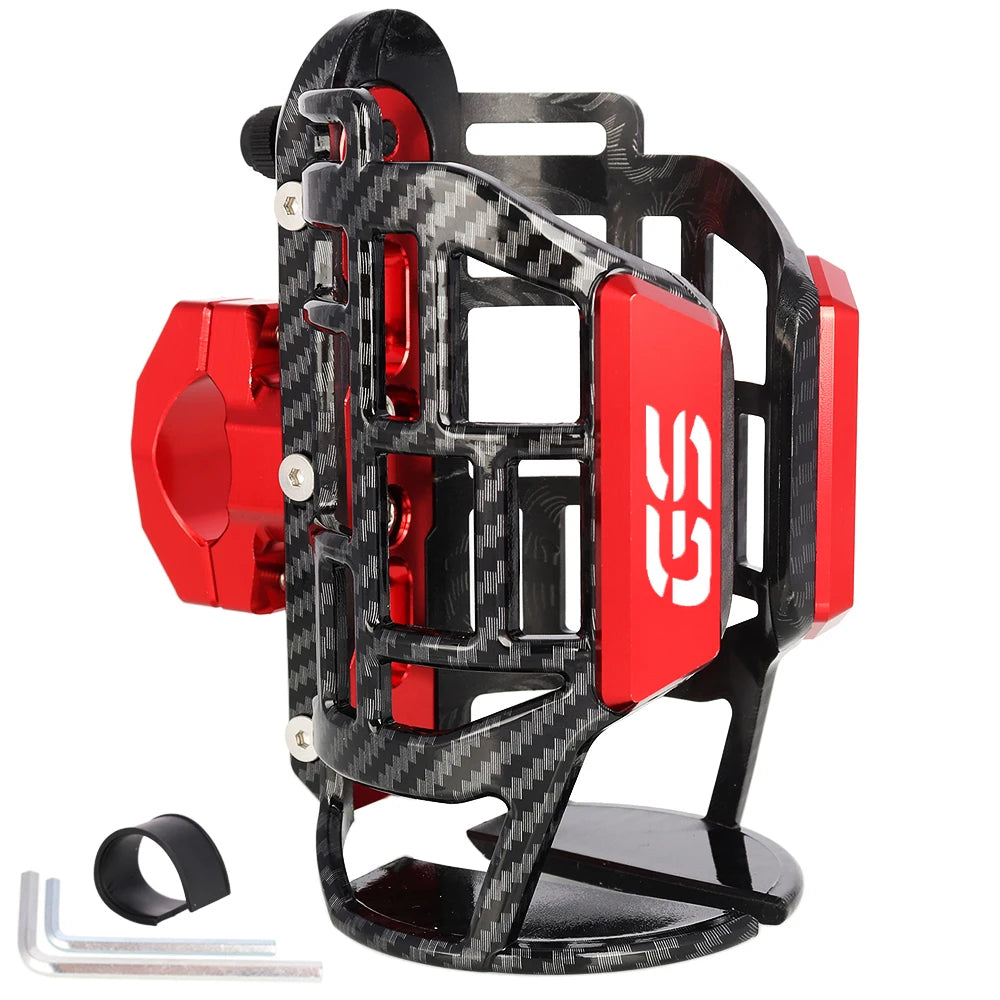 Porte gourde rouge carbone forgé pour moto