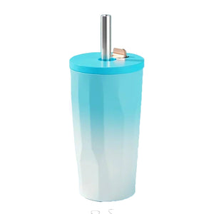 gobelet en inox avec paille rétractable