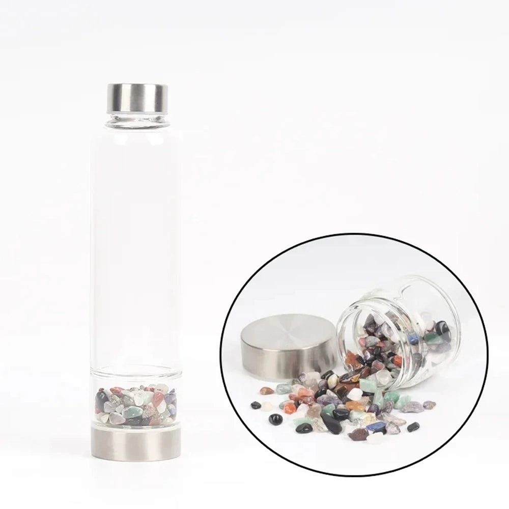 gourde en verre avec pierre colorée