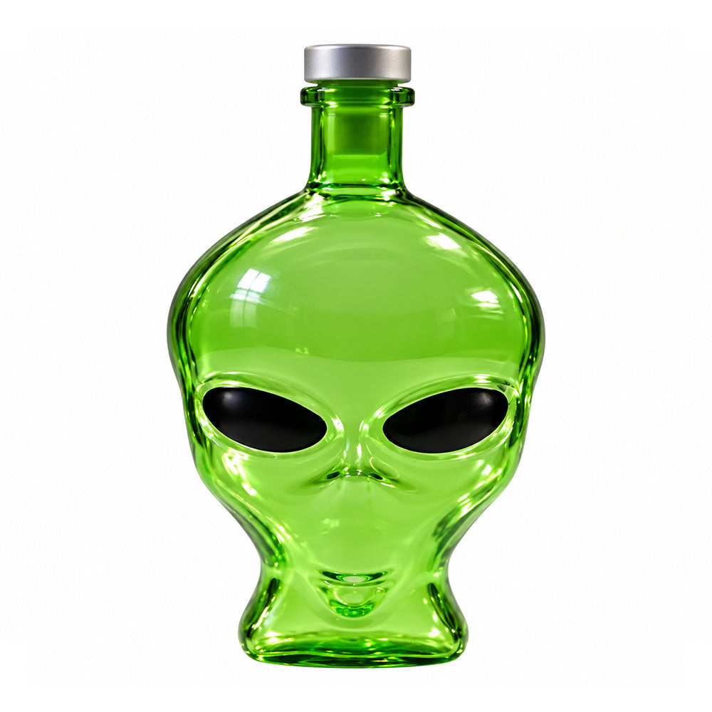 gourde en verre tête d'extraterrestre