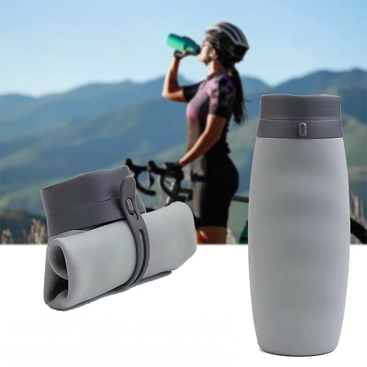 gourde pliable grise de sport