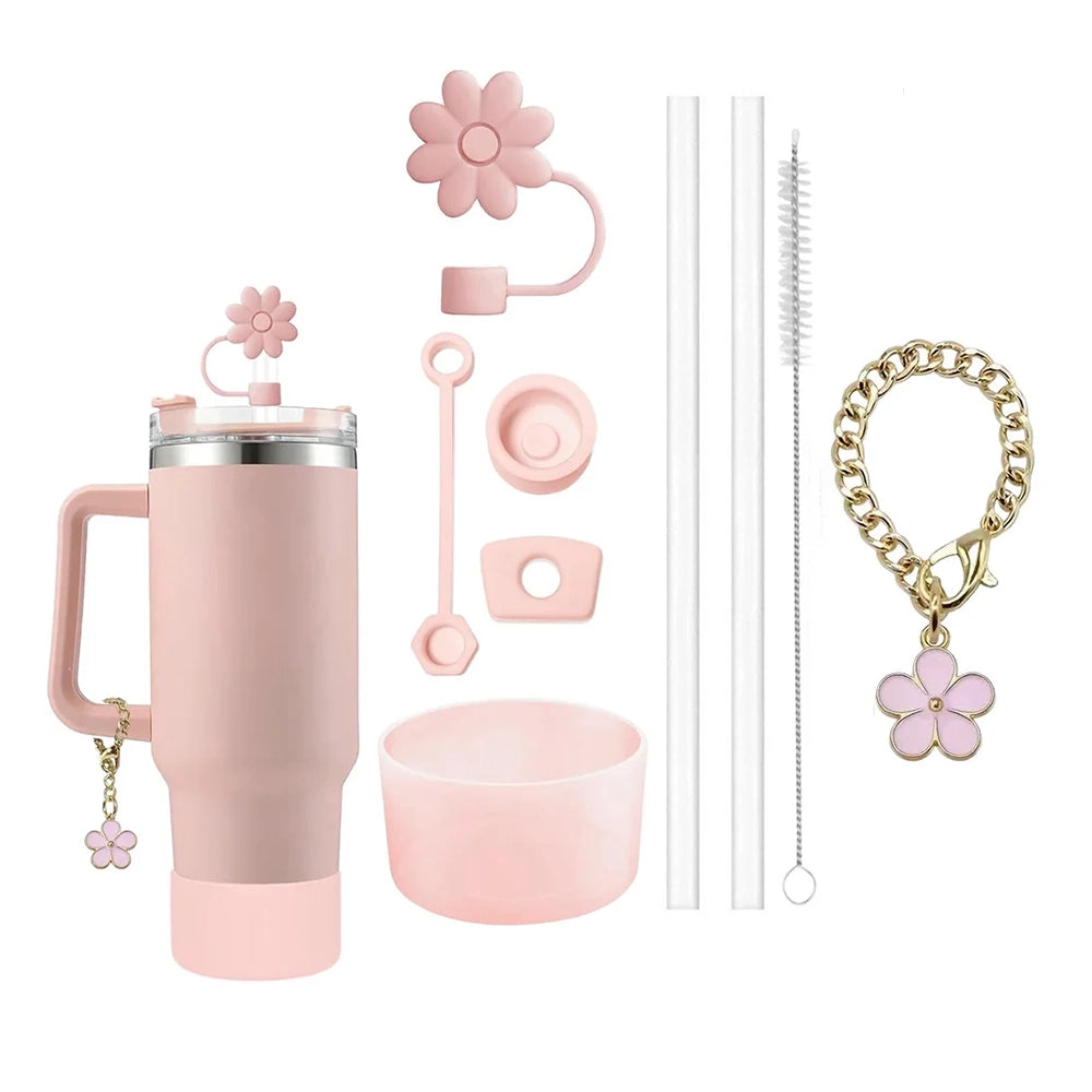 kit décoration gourde rose avec paille