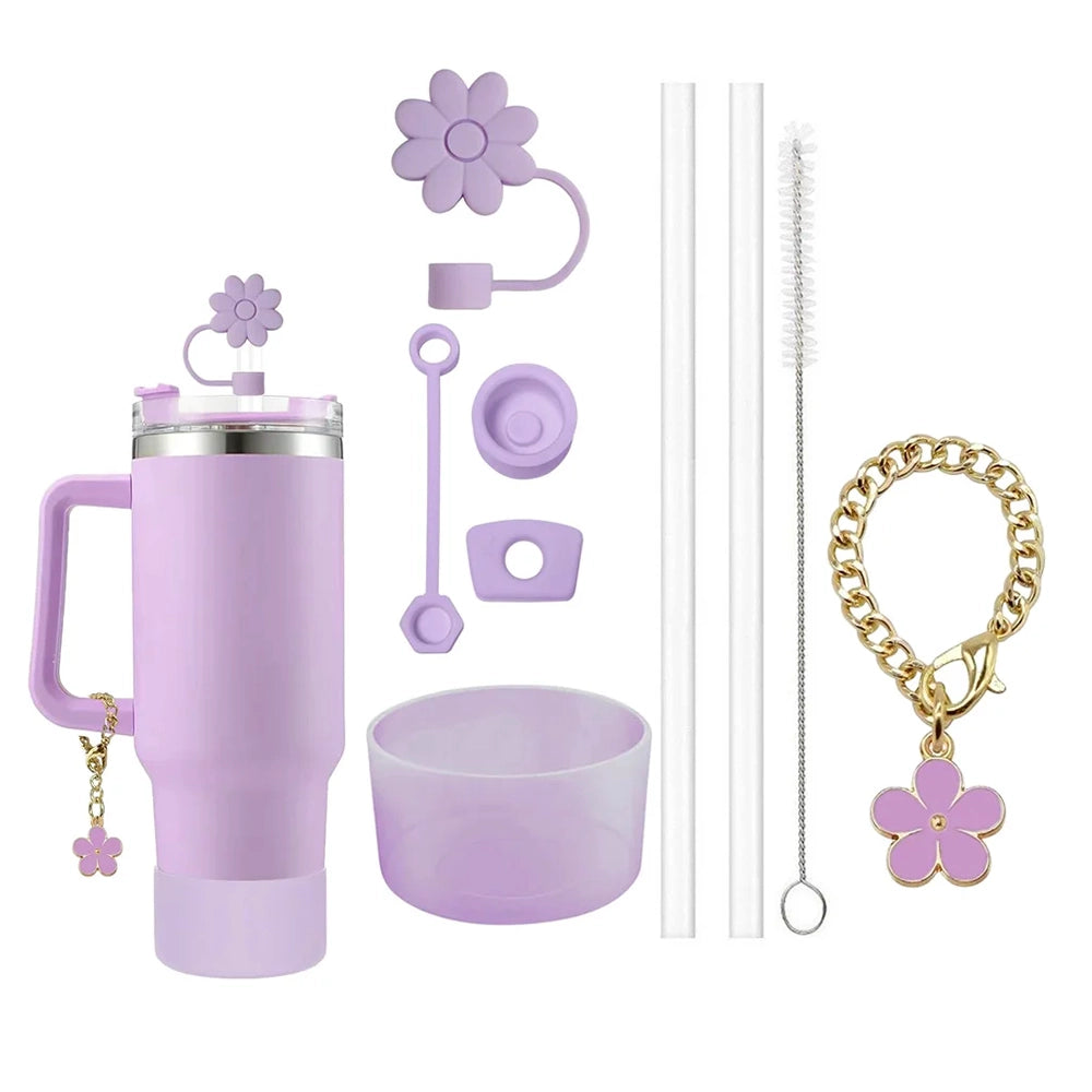kit décoration protection violet avec paille