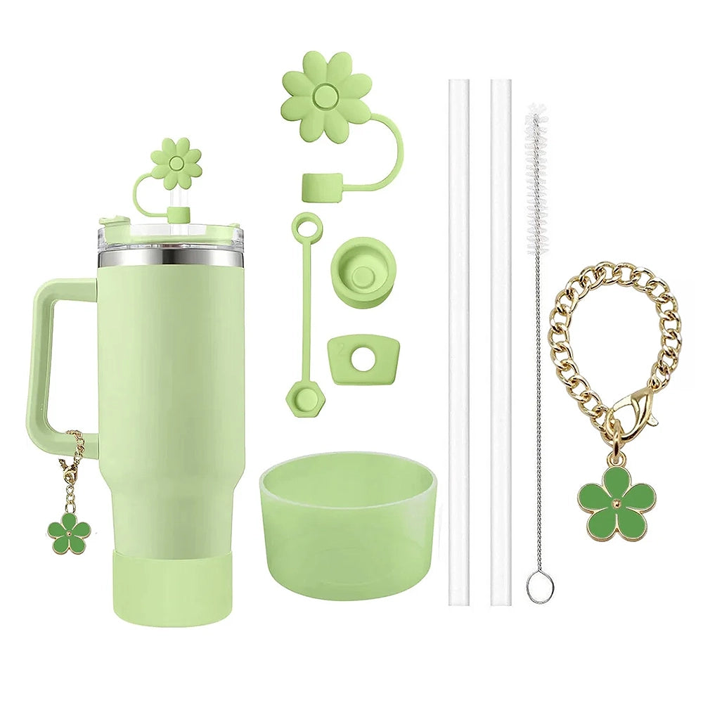 protection gourde verte avec paille