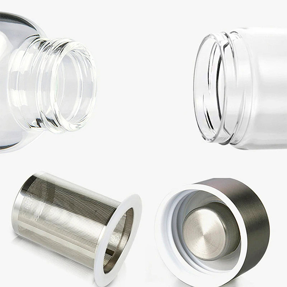 Gourde en verre avec filtre à thé