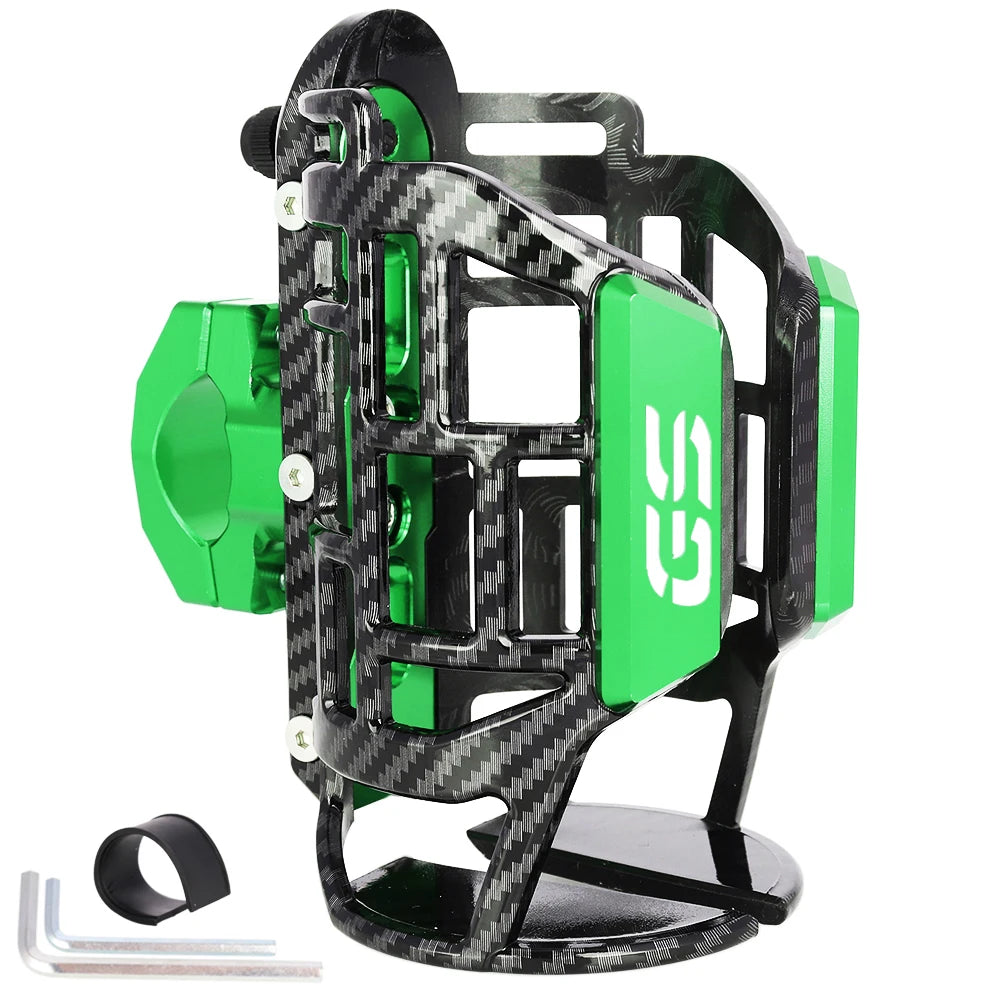 Support de gourde vert en carbone tressé 