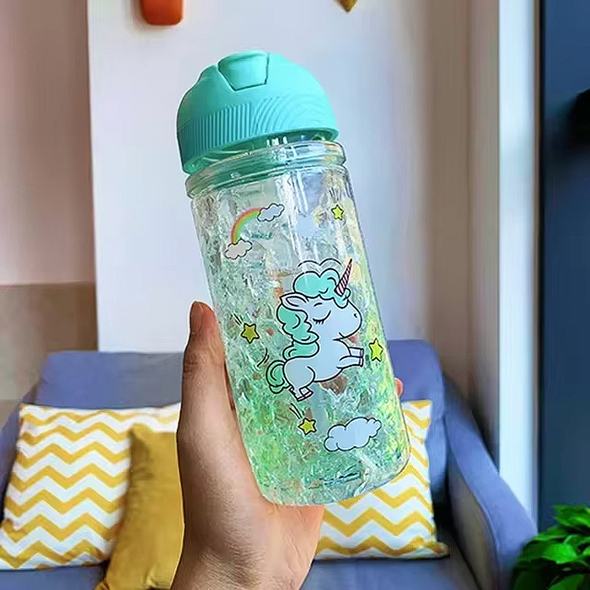gourde licorne turquoise pour enfant