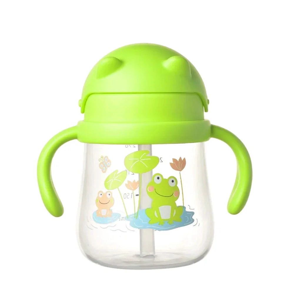gourde enfant grenouille avec paille et poignée