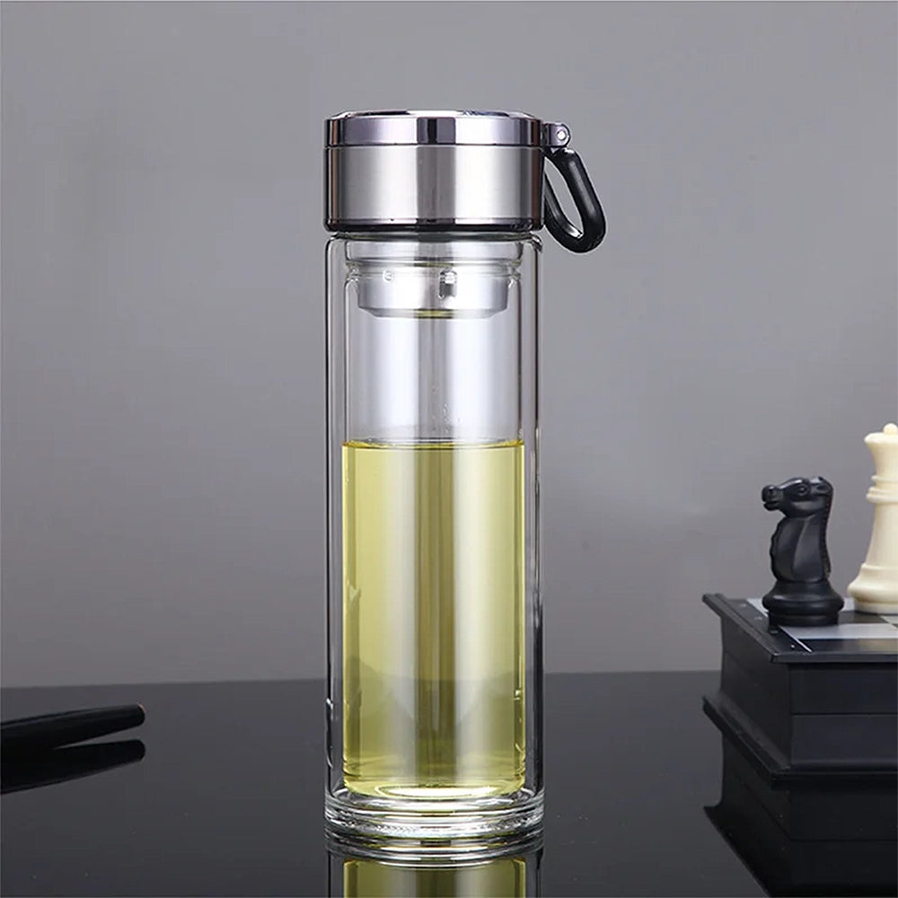 gourde en verre avec infuseur 400ml avec inox