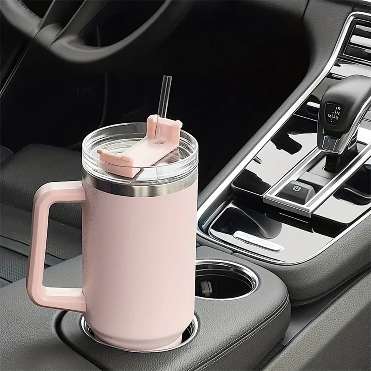 gourde isotherme rose avec paille