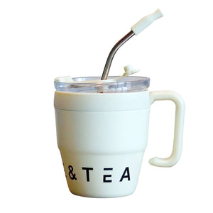 gourde mug blanc avec paille