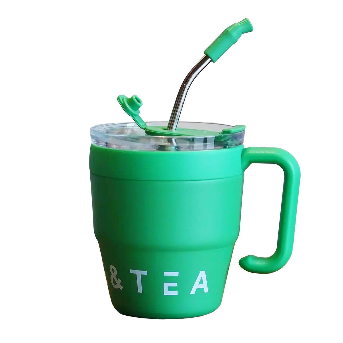 gourde mug vert avec paille