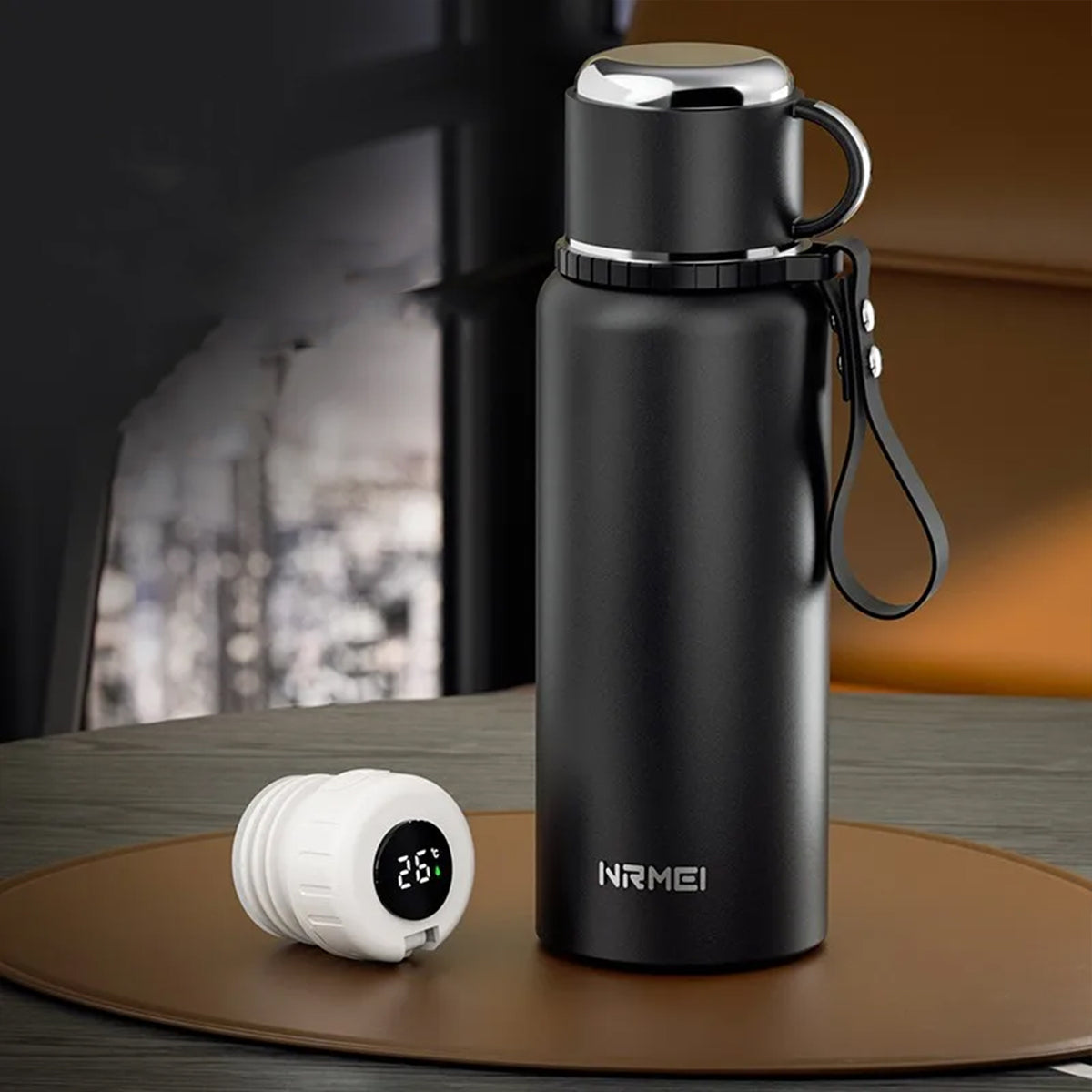 gourde noire intelligente de 1 litre