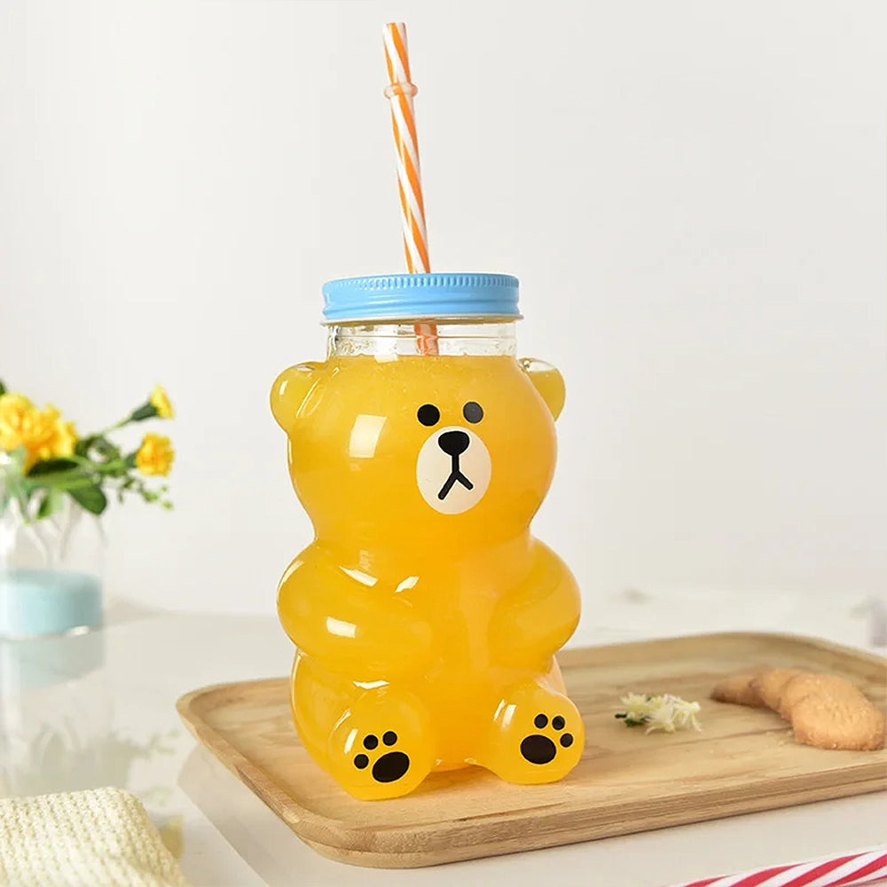 gourde ours avec paille mignon