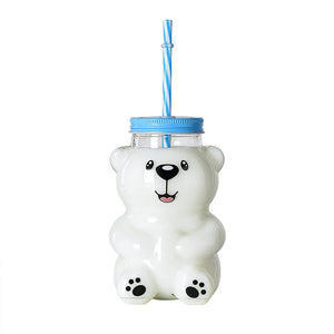 gourde ours polaire mignon avec paille