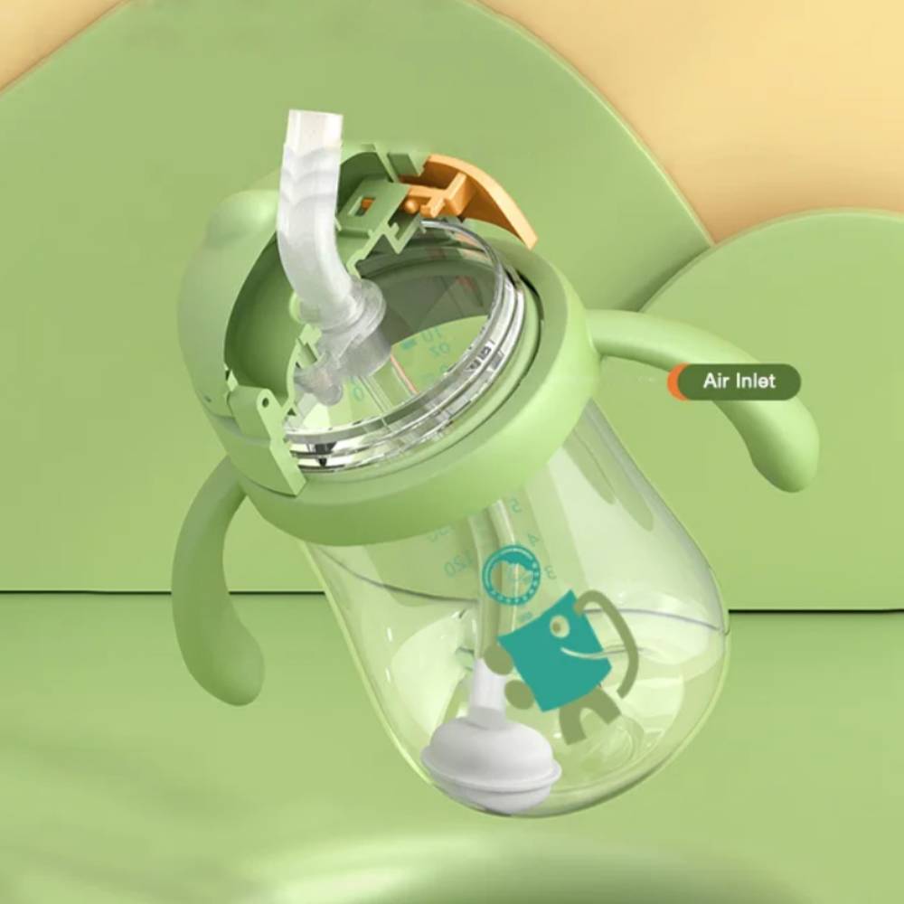 gourde pour enfant avec graduation et poignée vert