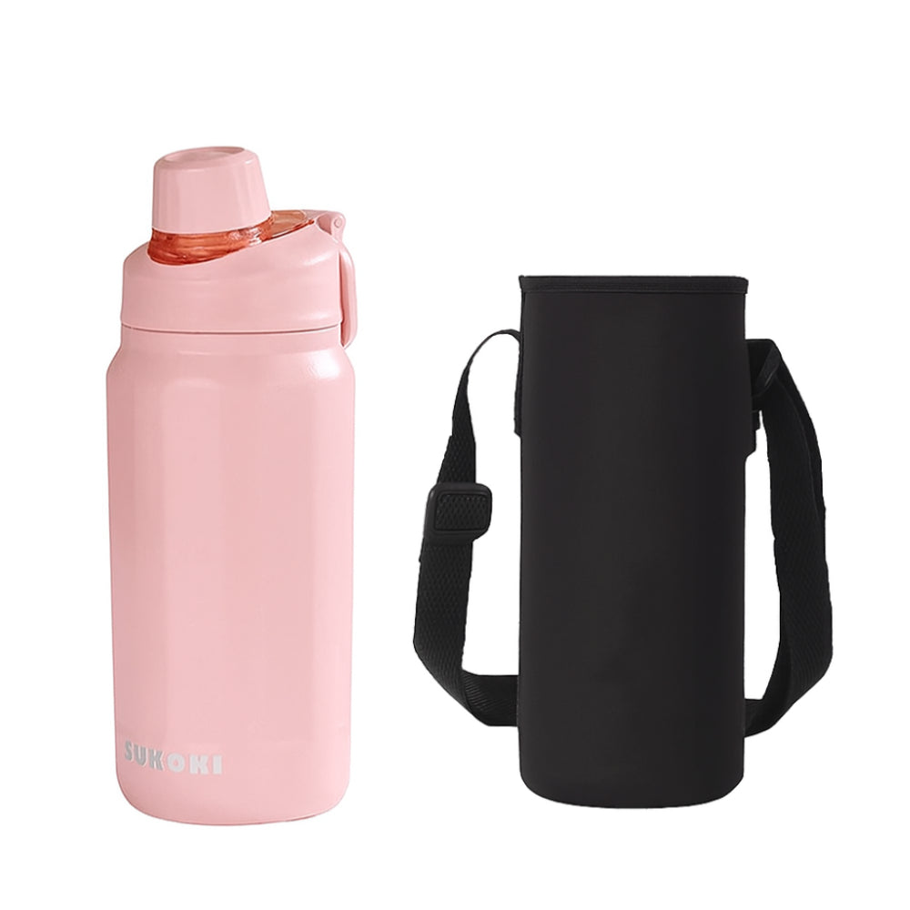 gourde rose avec étui 1L