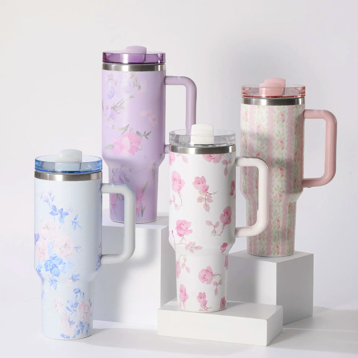 gourdes mugs avec poignée design fleurs