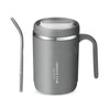 gourde tasse isotherme en inox avec paille