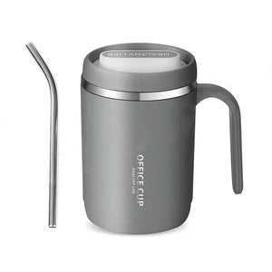 gourde tasse isotherme en inox avec paille