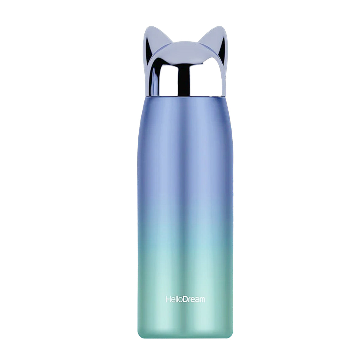 gourde tête de chat bleu et vert