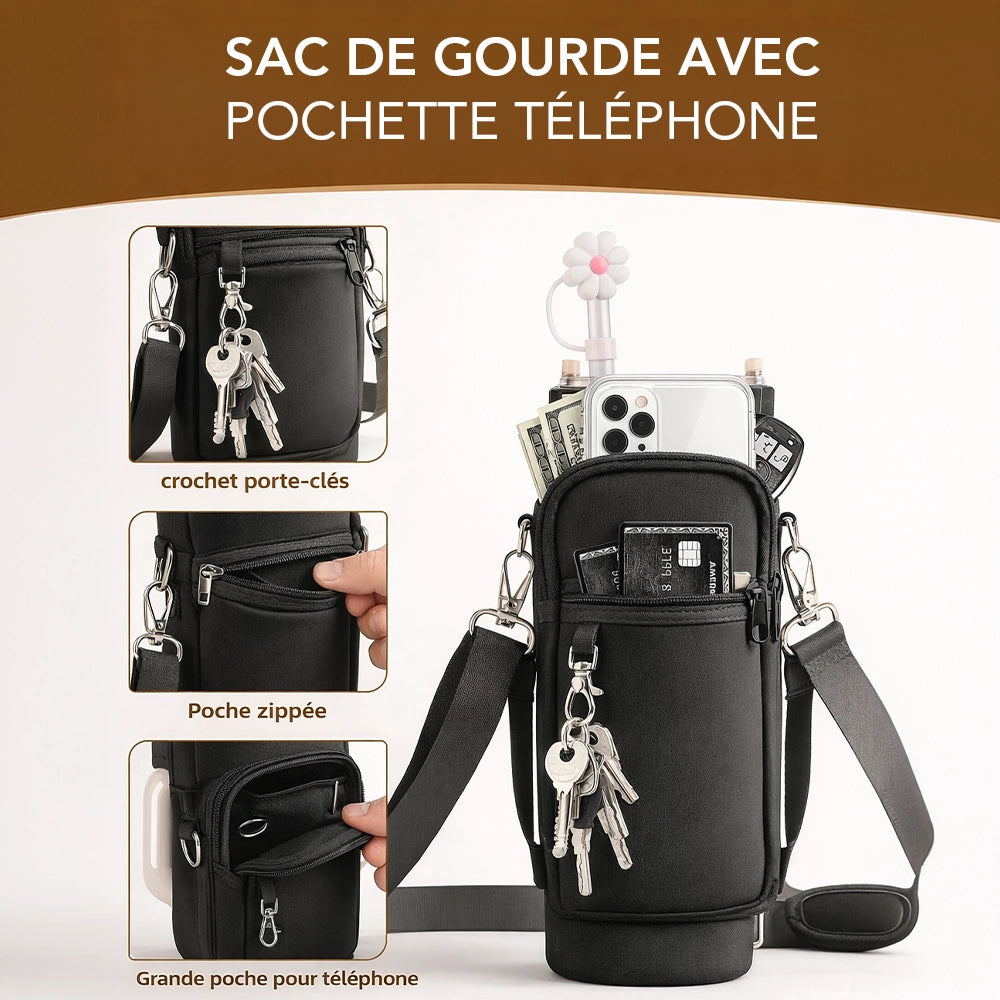 sac de gourde avec pochette téléphone