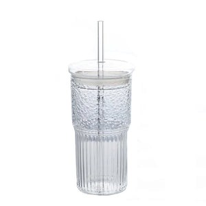 verre avec couvercle et paille transparent